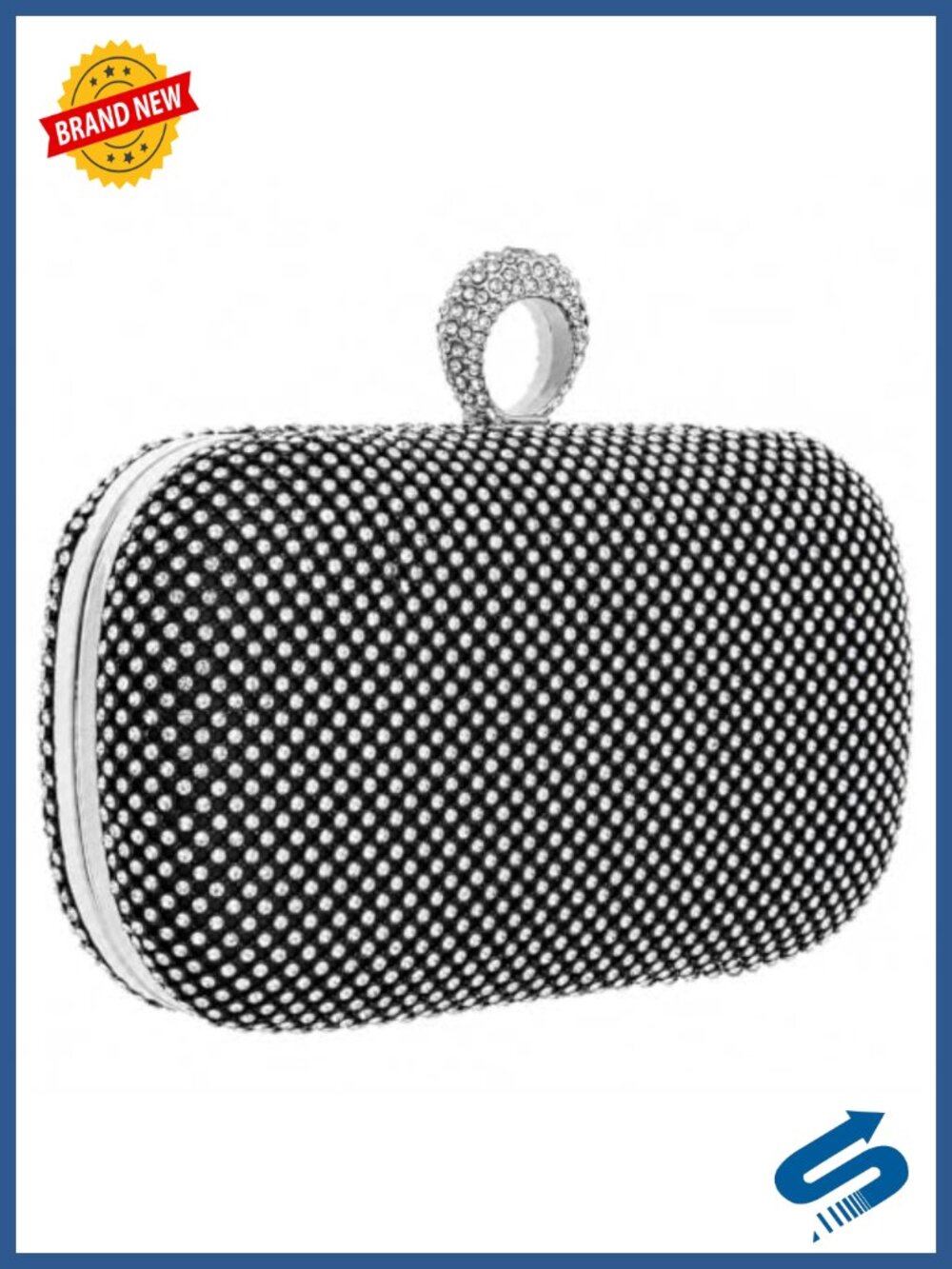 Rhinestone Beaded Clutch Purse with Detachable Chain Strap for Women Evening